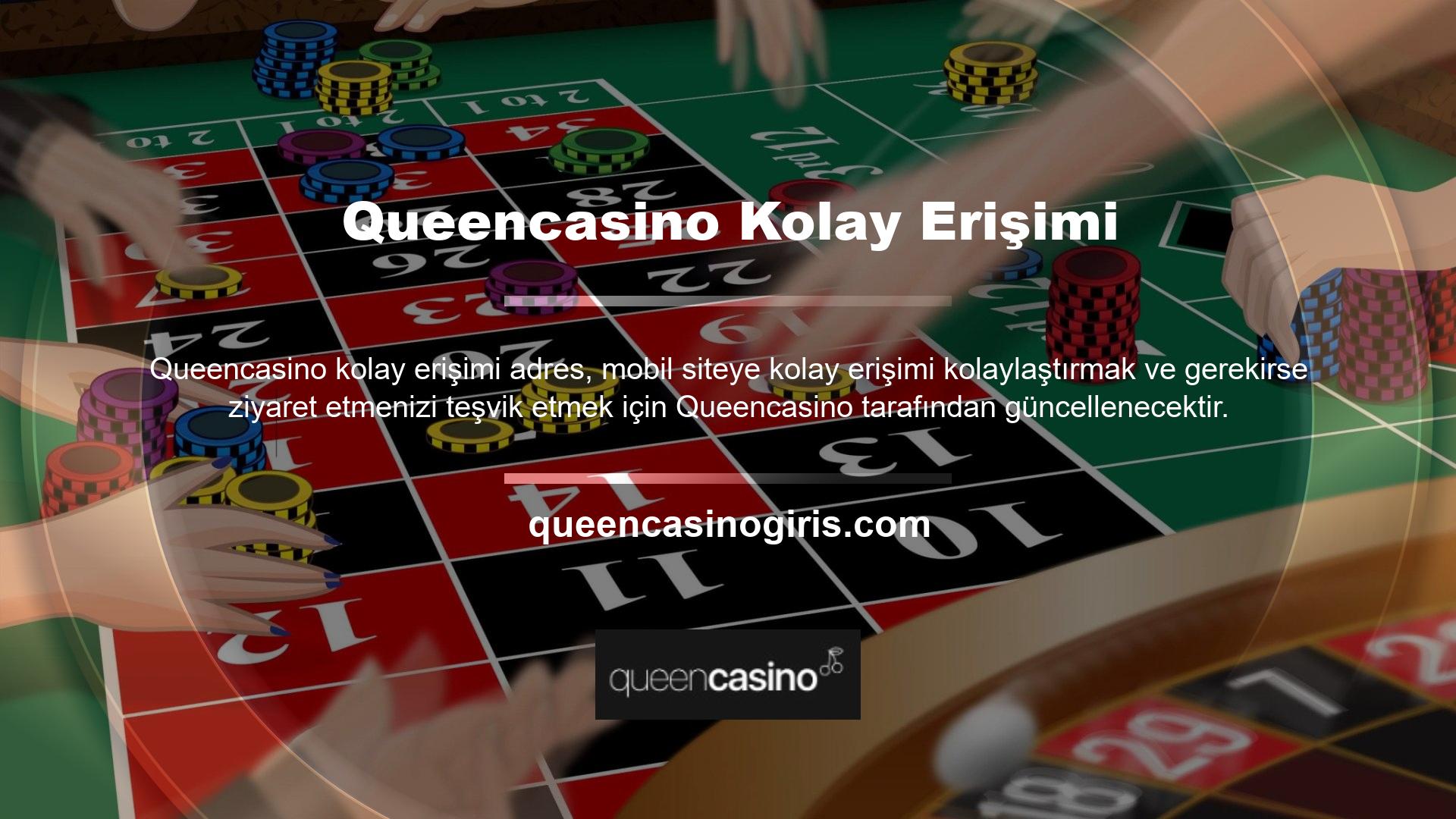 Queencasino mevcut web sitesi adresine erişmek için bu sayfadaki 'Giriş Yap' düğmesine tıklayın